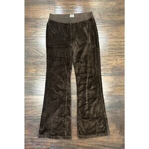Aritzia Women's Sunday Best Dark Brown Velour Flare Pants - Small